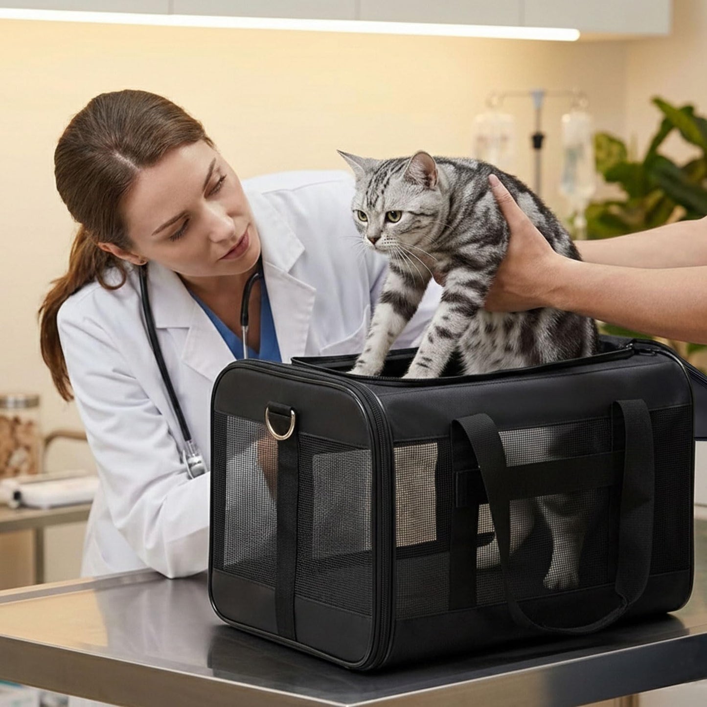 Conlun Katzenboxe Flugzeugtauglich, Weichseitige Hundetransportbox Mit Innenleine, Transport Für Kleine Bis Mittelgroße Katzen Und Welpen Bis 7 Kg, Zusammenklappbare Reisetasche -Türkis,M