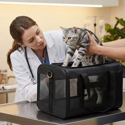 Conlun Katzenboxe Flugzeugtauglich, Weichseitige Hundetransportbox Mit Innenleine, Transport Für Kleine Bis Mittelgroße Katzen Und Welpen Bis 7 Kg, Zusammenklappbare Reisetasche -Türkis,M