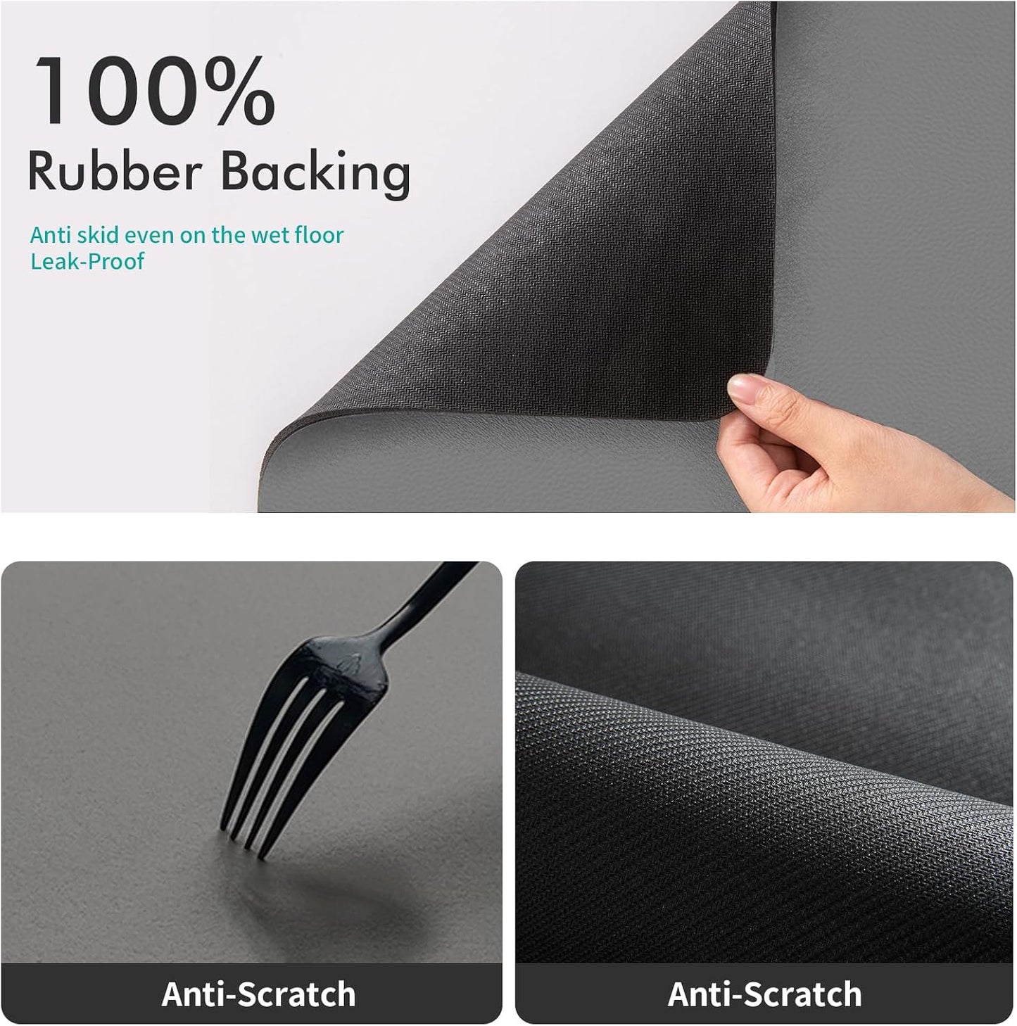 Pet Feeding Mat, Cat Dog Muddy Paws Mat, Super Absorbent Pet Mats for Food Bowls (Light Grey-2 Paws, 30 X 50 Cm)