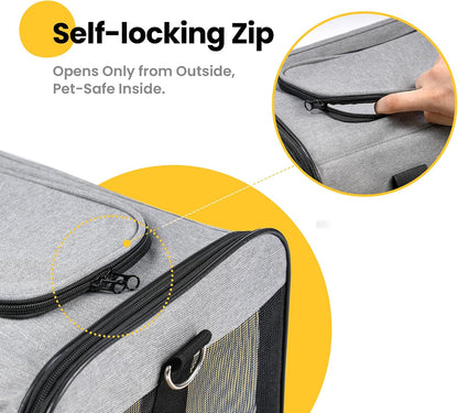Conlun Transportbox Katze M, Flugzeugtaugliche Katzentransportbox Bis 7Kg | Grau Katzentransporttasche Mit Innerer Sicherheitsschnalle, Ideal Als Katzenkorb Transport Für Reise, Auto Und Flugzeug
