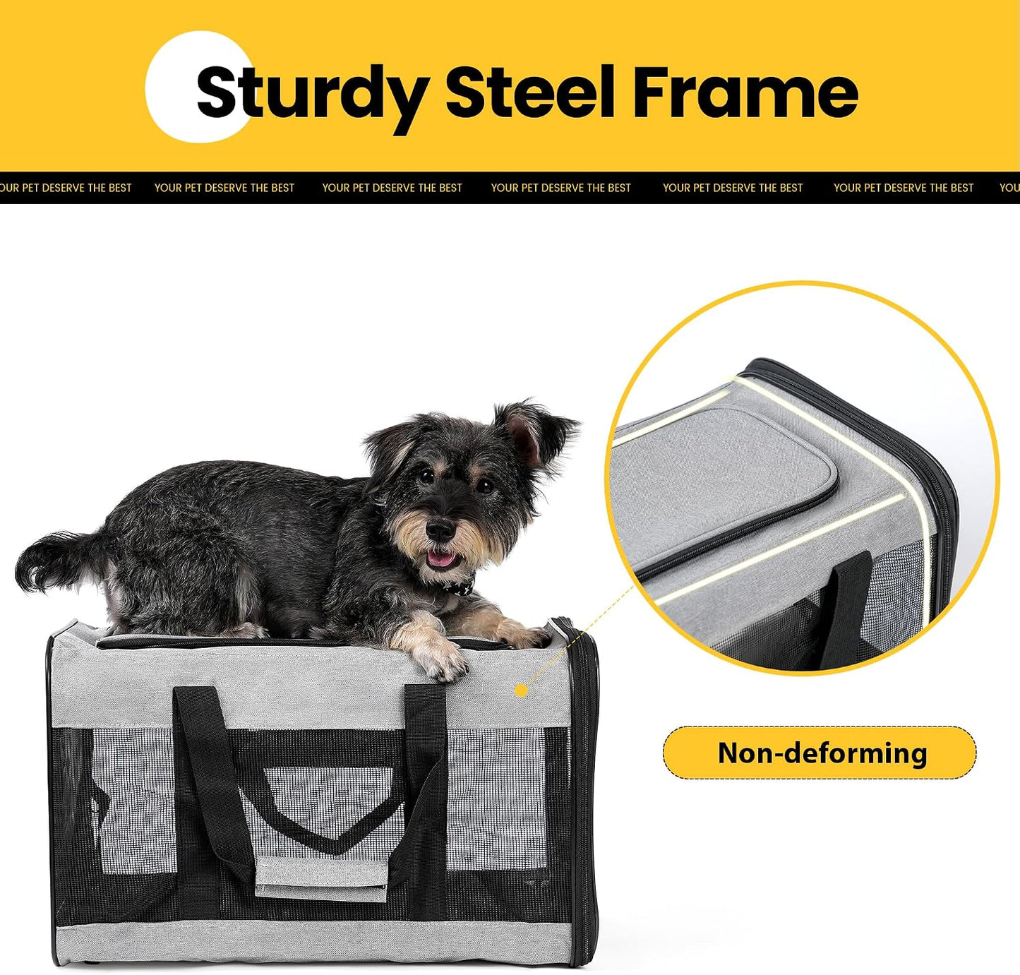 Conlun Transportbox Katze M, Flugzeugtaugliche Katzentransportbox Bis 7Kg | Grau Katzentransporttasche Mit Innerer Sicherheitsschnalle, Ideal Als Katzenkorb Transport Für Reise, Auto Und Flugzeug