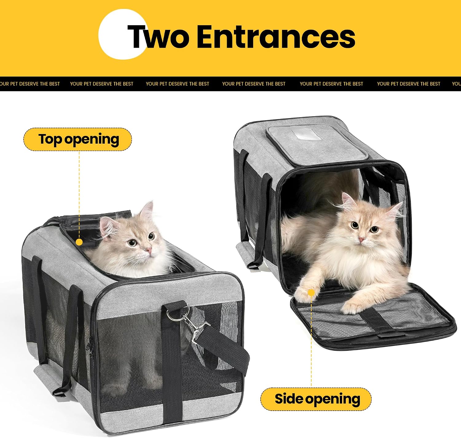 Conlun Transportbox Katze M, Flugzeugtaugliche Katzentransportbox Bis 7Kg | Grau Katzentransporttasche Mit Innerer Sicherheitsschnalle, Ideal Als Katzenkorb Transport Für Reise, Auto Und Flugzeug