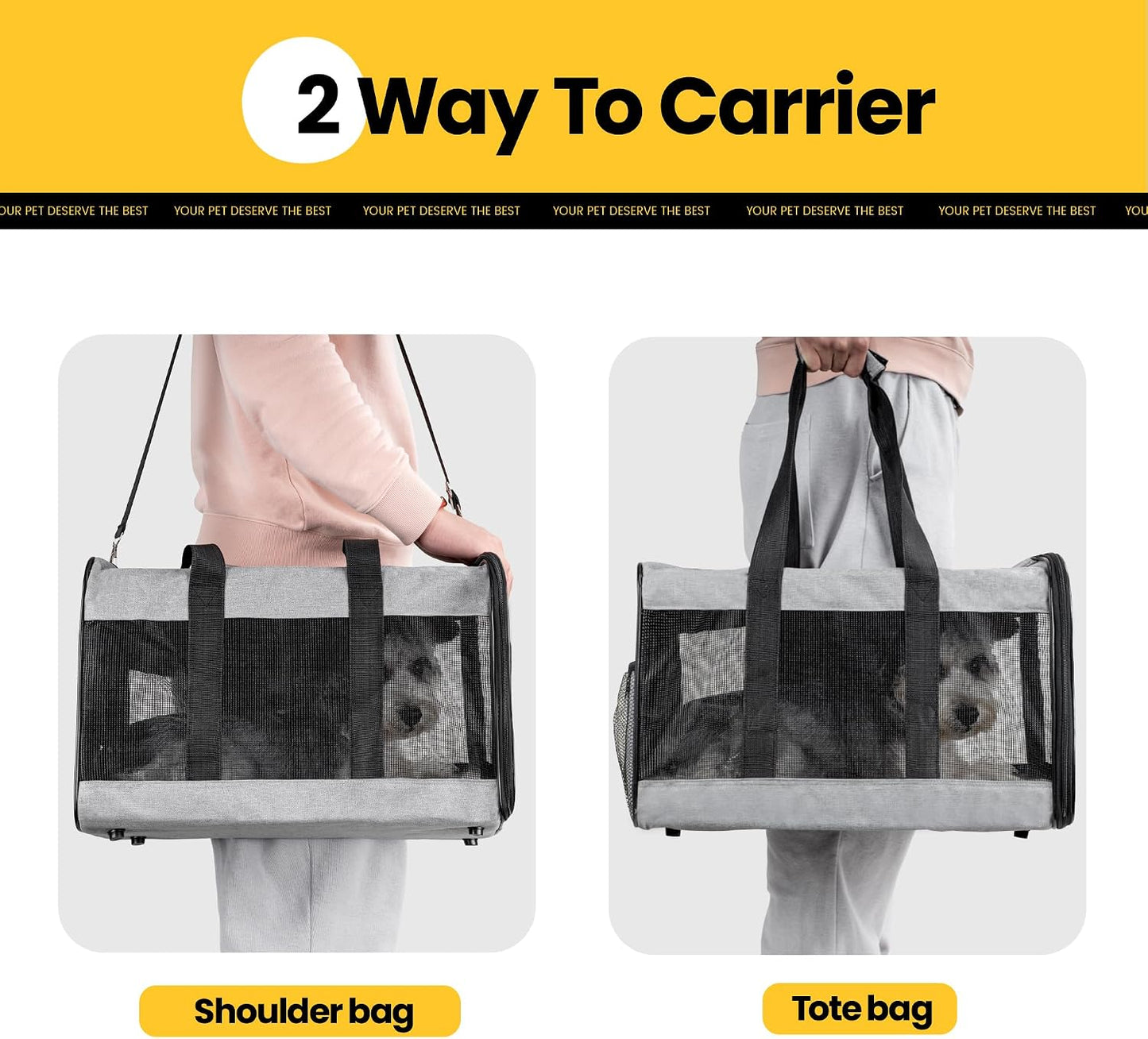 Conlun Transportbox Katze M, Flugzeugtaugliche Katzentransportbox Bis 7Kg | Grau Katzentransporttasche Mit Innerer Sicherheitsschnalle, Ideal Als Katzenkorb Transport Für Reise, Auto Und Flugzeug