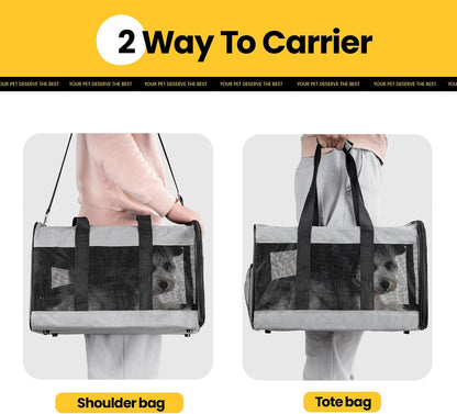 Conlun Transportbox Katze M, Flugzeugtaugliche Katzentransportbox Bis 7Kg | Grau Katzentransporttasche Mit Innerer Sicherheitsschnalle, Ideal Als Katzenkorb Transport Für Reise, Auto Und Flugzeug